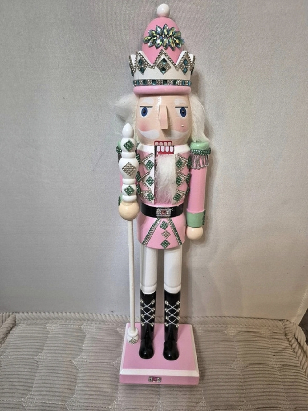 Pink & White Nutcracker Holiday Ornament